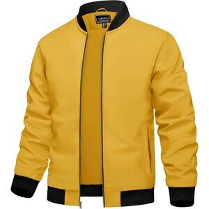 Men's Lightweight Stylish Casual Winter Warm #06 T-Yellow Bomber Jacket Coats